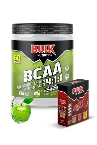 Bulk Nutrition Bcaa 540 Gr 60 Servis Yeşil Elma - 3 Lü Whey Protein Tozu Hediyeli