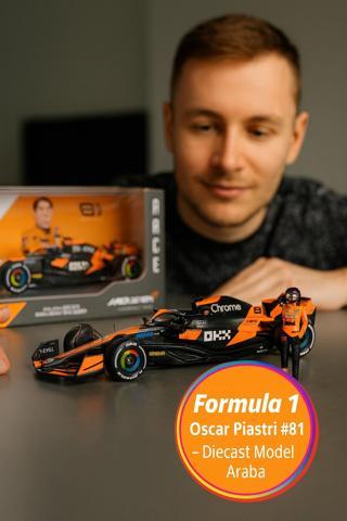 1:24 Bburago F1 McLaren MCL38 Miami 2024 Oscar Piastri 81 Diecast Koleksiyonluk Model Araba Figürlü