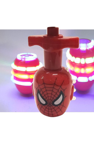 X İstoç Türk Spiderman Örümcek Adam Figür Işıklı Müzikli Topaç Kurmalı Fırdöndü Eğlenceli Süper Işık Müzik Show 1 adet