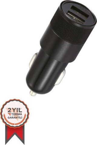 Torima C3 Siyah Tüm Araçlara Uyumlu Araba Çakmaklık Çift USB Girişli Oto Şarj Aleti Soketi