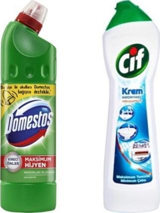 Unilever Cif Krem Amonyaklı 750 ml + Domestos Ulttra Yoğun Çamaşur Suyu Dağ Esintisi 810 gr