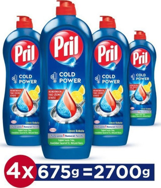 Pril Elde Yıkama Sıvı Bulaşık Deterjanı 4 X 675g Limon 5+ Etki, Kendinden Yağ Çözme Etkisi
