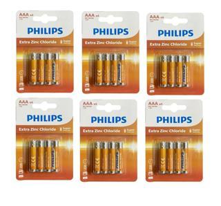 Philips ince pil - 24 lü AAAX4 extra çinko kumanda piil 4x6=24 adet
