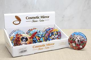 Sevimli Köpek Tasarımlı Taşlı İnce El Aynası Yuvarlak