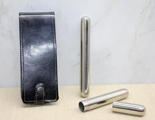 Deri Kılıflı İkili Paslanmaz Çelik Puro Tüpü