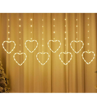 Kalpli Perde LED Işıklar, Sevgililer Günü Romantik LED Aydınlatma