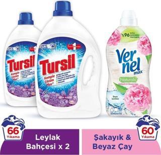 Tursil Çamaşır Deterjanı 2 x 2310 ml (66 Yıkama)Leylak Bahçesi + Vernel Max Yumuşatıcı 1440 ml Şakayık