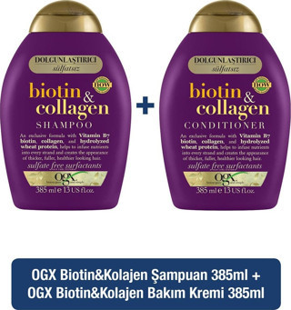 Ogx Biotin Kolajen Sülfatsız Şampuan 385 Ml Biotin Kolajen Saç Bakım Kremi 385 Ml