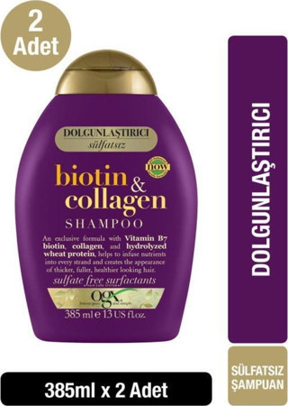 Ogx Dolgunlaştırıcı Biotin & Kolajen Sülfatsız Şampuan 385 Ml X2