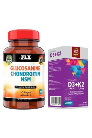 Flx Glucosamine Chondroitin Msm 60 Tablet + Ncs Vitamin D3 Vitamin K2 20 Ml