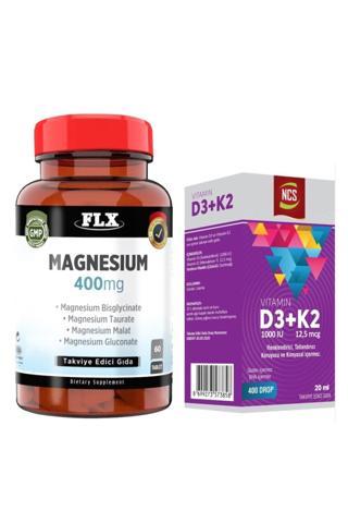 Flx Magnezyum Elementleri 60 Tablet + Vitamin D3 Vitamin K2 20 Ml