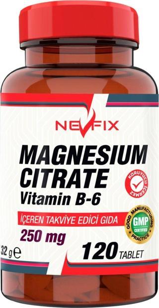 Nevfix Vitamin B6 10 Mg Magnezyum Sitrat 250 Mg 120 Tablet Magnesium Citrate