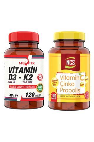 Ncs Vitamin C Çinko Propolis 120 Tablet & Vitamin D3-K2 120 Tablet