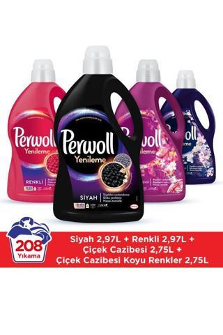 Perwoll Sıvı Çamaşır Deterjanı 4'lü Set 2x2,75L Çiçek Cazibesi 2x2,97L Siyah-Renkli