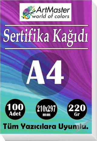 A4 Sertifika Kağıdı 100 Adet Gramajlı Fotokopi Kağıdı 220 gr Tüm Yazıcılara Uyumlu 21x29.7 cm Kalın Baskı Kağıdı Kalın