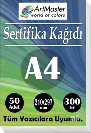 A4 Sertifika Kağıdı 50 Adet Gramajlı Fotokopi Kağıdı 300 gr Tüm Yazıcılara Uyumlu 21x29.7 cm Kalın Baskı Kağıdı Kalın