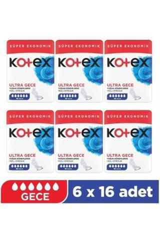 Kotex Ultra Quadro Süper Gece 16'lı 6 Paket 96 Adet