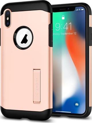 Spigen iPhone X ile Uyumlu Kılıf Slim Armor Blush Gold