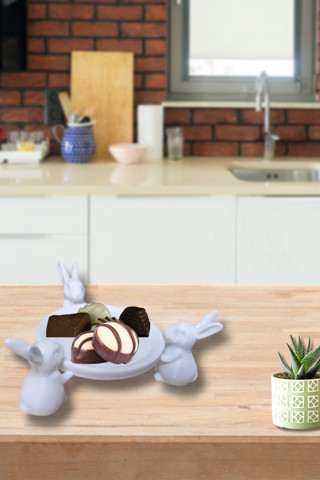 Pamuk'S Design Dekoratif Şekerlik Sunumluk Tavşan Figürlü 15 Cm