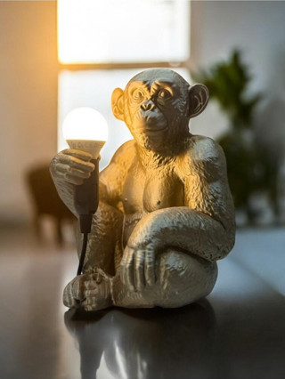 Pamuk'S Design Bronz Renkli Maymun Tasarımlı Dekoratif Lamba Ve Gece Lambası (Ampul Hediyedir) 35 X 30 Cm