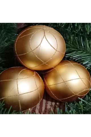 Kuzey Vip Deluxe 4 Adet 8 Cm Büyük Gold Top Süsler Yılbaşı Ağacı Süsleri Noel Ağacı Süsleri Altın Top Süs