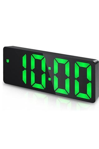 Kuzey Vip Kalite Yeşil Led Işıklı Saat Dijital Saat Alarm Derece Ses Kontrollü Usb+Pilli Saat Led Clock