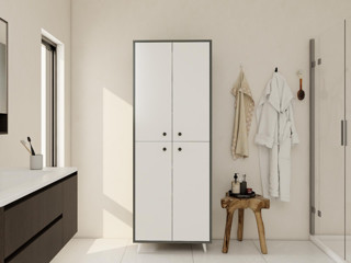 Masif Market Vadi Çok Amaçlı Banyo/Kiler Dolabı Koyugri-Beyaz Renk