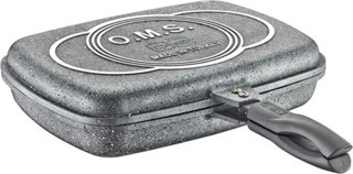 Oms Granit Çift Taraflı Tava Gri 36cm.