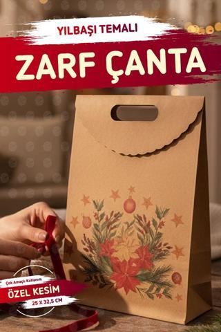 Yılbaşı Kokina Baskılı Zarf Model Karton Çanta 25 X 32,5X4,5 Cm 1 Adet ,yılbaşı Hediye Kutusu-T1537