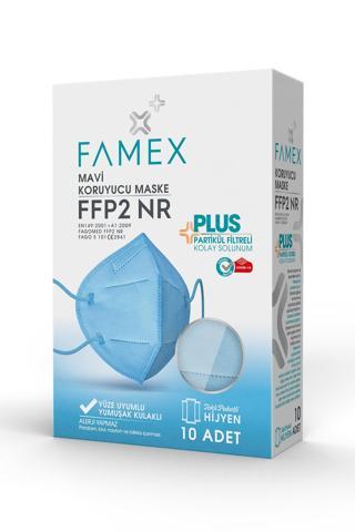 FAMEX N95 FFP2 KORUYUCU MASKE MAVİ RENK 10 ADET TEKLİ PAKET DUCK MODELİ