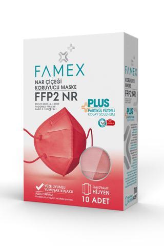 FAMEX N95 FFP2 KORUYUCU MASKE NAR ÇİÇEĞİ RENK 10 ADET TEKLİ PAKET DUCK MODELİ 