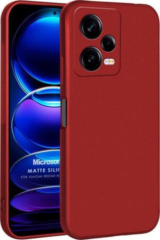 Microsonic Matte Silicone Xiaomi Redmi Note 12 Pro Kılıf Kırmızı