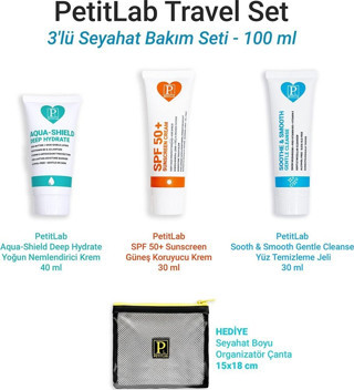 PetitLab Travel Set 3'lü Seyahat Bakım Seti *Organizatör Çanta Hediyeli 