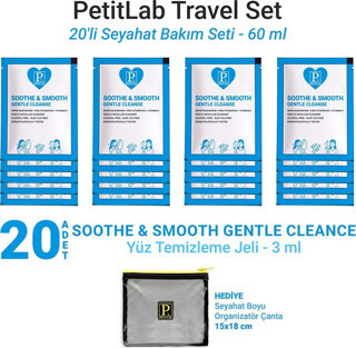 PetitLab Travel Set 20'li Şase Yüz Temizleme Jeli *Organizatör Çanta Hediyeli 