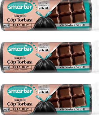 SMARTER 3 ADET BÜZGÜLÜ ÇÖP TORBASI ÇİKOLATA K.ORTA  ( ÇÖP POŞETİ 
