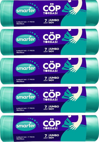 SMARTER 5 Lİ JUMBO BOY ÇÖP TORBASI 80x110cm ( ÇÖP POŞETİ )