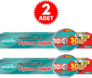 SMARTER 60 ADET YAĞLI PİŞİRME KAĞIDI HAZIR KESİLMİŞ 2 PAKET ( 30 ADET X 2 ) 