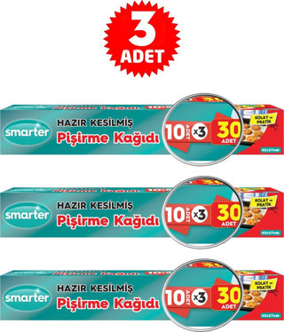 SMARTER 90 ADET YAĞLI PİŞİRME KAĞIDI HAZIR KESİLMİŞ 3 PAKET ( 30 ADET X 3 )