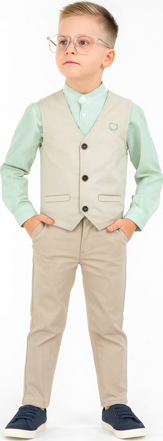 3'lü Set Erkek Çocuk Gabardin Yelek & Pantolon & Dokuma Gömlek
