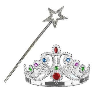 Parti Aksesuar Gümüş Renk Metalize Prenses Tacı ve Metalize Prenses Yıldız Asası