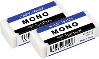 Tombow MONO 17x11x43mm 2 Adet Beyaz Silgi Paketli