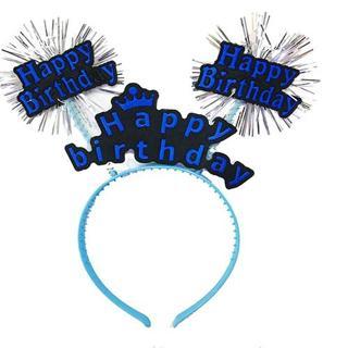 Happy Birthday Yazılı Püsküllü Neon Mavi Renk Doğum Günü Tacı 22x19 cm