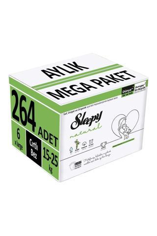 Sleepy Bebek Bezi Natural Beden:6 (15 - 25 Kg) X Large 264 Adet Aylık Mega Pk