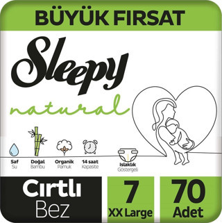 Sleepy Natural Büyük Fırsat Paketi Bebek Bezi 7 Numara Xxlarge 70 Adet