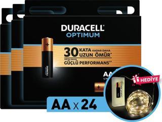 Duracell Optimum Aa Alkalin Pil, 1,5 V Lr6 Mn1500, 24'Lü Paket Ve Led Işık