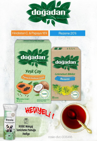 Doğadan Hindistan Cevizi Papaya ve Rezene Poşet Çay ve Rosie Hediyeli