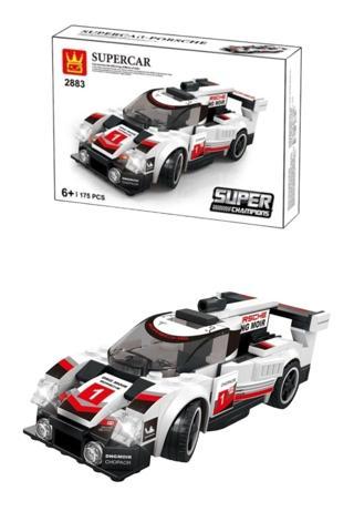 Pop Şeker Spor Araba Lego 175 Parça Işıkları Yanan Spor Araba Lego Seti Siyah/Beyaz
