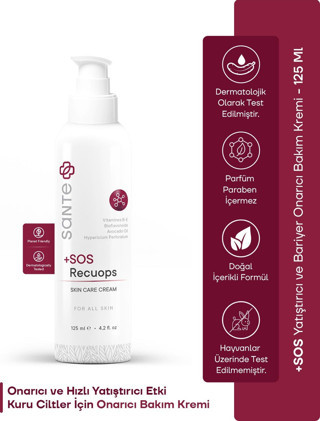 Sante Plus Kuru Ve Atopik Ciltler Için Sos Recuops Onarıcı Bakım Kremi 125 Ml (Egzama, Sedef)