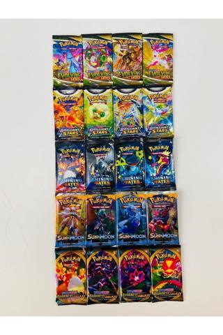 Abetto Market Pokemon Oyun Kartı 20 Paket Bir Arada 5 Seri Pokemon Kart