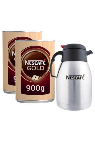 Nescafe Gold Kahve 900 gr 2'li Teneke Kutu + Termos 1,5 lt